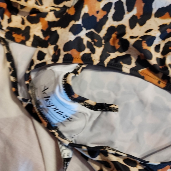 NWT LEOPARD high waisted push up strappy halter pinup bathing swim suit - Picture 8 of 9